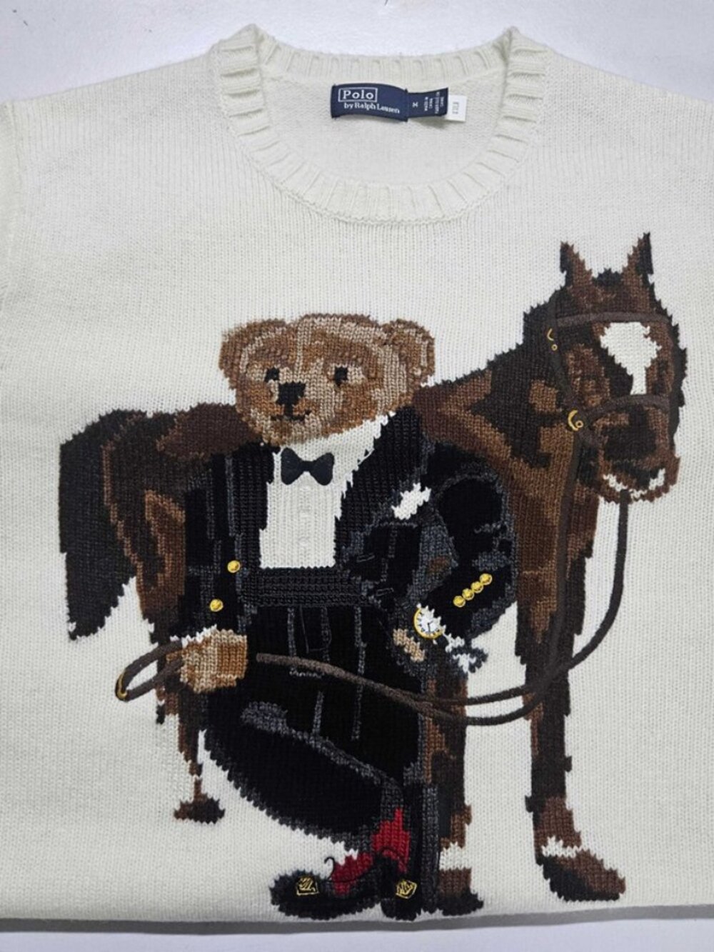Polo Ralph Lauren Bear & Horse White Knit Sweater - Picture 7 of 7